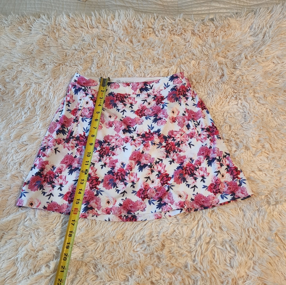 Floral Pink and White Women's Skirt - Picture 2 of 6